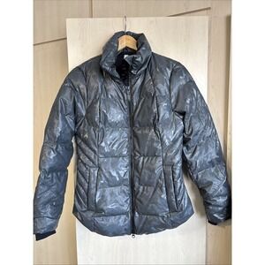 Athleta Women's Small Camo Iridescent Gray Outbound Parka Puffer jacket Full Zip